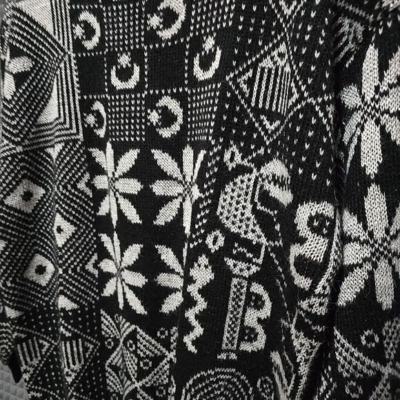 VTG 80s Silver Geometric Sweater Lg/XL Sparkle Witchy Holiday Goth Rock Fairy - Picture 3 of 11